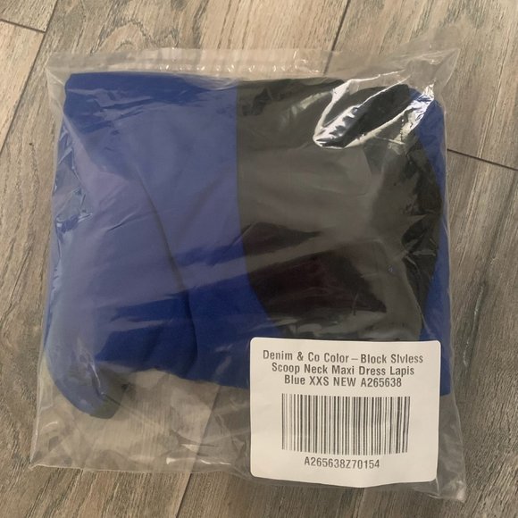 NWT DENIM&CO COLOR-BLOCK LAPIS BLUE MAXI DRESS XXS - Picture 12 of 13